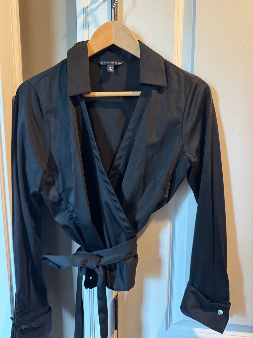 Banana Republic  Black Wrap Top with Tie Waist
